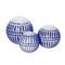Kingston Living Ceramic Round Orbs Table Top Decorations - 6" - Navy Blue and White - Set of 3